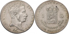 Dutch Oversea Regions
NEDERLANDS-INDISCH GOUVERNEMENT 1816–1949 - 1 Gulden 1821, Silver, WILLEM I 1816–1840 Mmt. fakkel. Hoofd naar rechts. Kz. gekro...