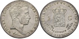 Dutch Oversea Regions
NEDERLANDS-INDISCH GOUVERNEMENT 1816–1949 - 1 Gulden 1840, Silver, WILLEM I 1816–1840 Mmt. lelie. Hoofd naar rechts. Kz. gekroo...