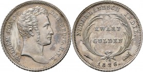 Dutch Oversea Regions
NEDERLANDS-INDISCH GOUVERNEMENT 1816–1949 - ¼ Gulden 1826, Silver, WILLEM I 1816–1840 Type Ia. Mmt. fakkel. Hoofd naar rechts. ...