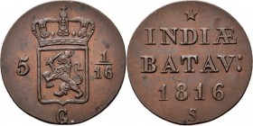 Dutch Oversea Regions
NEDERLANDS-INDISCH GOUVERNEMENT 1816–1949 - Duit 1816, Copper, WILLEM I 1816–1840 Mmt. S. Generaliteitswapen tussen waarde 5 – ...