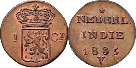 Dutch Oversea Regions
NEDERLANDS-INDISCH GOUVERNEMENT 1816–1949 - 1 Cent 1835, Copper, WILLEM I 1816–1840 Mmt. V. Generaliteitswapen tussen 1 – Ct. K...