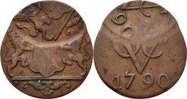 Dutch Oversea Regions
NEDERLANDS-INDISCH GOUVERNEMENT 1816–1949 - Misslag Duit 1790, Copper, WILLEM II 1840–1849 Oud VOC-type, geslagen tussen 1840-1...