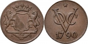 Dutch Oversea Regions
NEDERLANDS-INDISCH GOUVERNEMENT 1816–1949 - ½ Duit 1790, Copper, WILLEM II 1840–1849 Oud VOC-type, geslagen tussen 1840-1843. G...