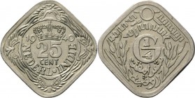 Dutch Oversea Regions
NEDERLANDS-INDISCH GOUVERNEMENT 1816–1949 - Stempelproef ¼ Gulden 1940, Silver, WILHELMINA 1890–1948 Waardeaanduiding onder kro...