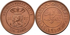Dutch Oversea Regions
NEDERLANDS-INDISCH GOUVERNEMENT 1816–1949 - 2½ Cent 1898, Copper, WILHELMINA 1890–1948 TYPE Ia mmt. grotere hellebaard. Gekroon...
