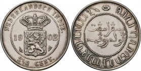 Dutch Oversea Regions
NEDERLANDS-INDISCH GOUVERNEMENT 1816–1949 - Proefslag 2½ Cent in zilver 1902, Copper, WILHELMINA 1890–1948 TYPE Ib mmt. kleiner...