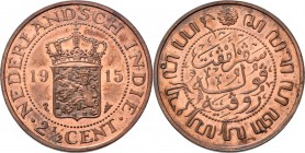 Dutch Oversea Regions
NEDERLANDS-INDISCH GOUVERNEMENT 1816–1949 - 2½ Cent 1915, Copper, WILHELMINA 1890–1948 TYPE IIb mmt. zeepaard. Smallere kroon e...