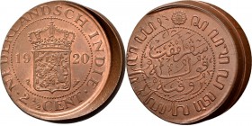 Dutch Oversea Regions
NEDERLANDS-INDISCH GOUVERNEMENT 1816–1949 - Misslag 2½ Cent 1920, Copper, WILHELMINA 1890–1948 TYPE IIb mmt. zeepaard. Smallere...