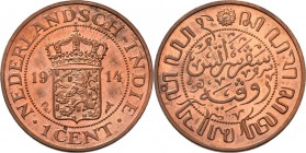 Dutch Oversea Regions
NEDERLANDS-INDISCH GOUVERNEMENT 1816–1949 - 1 Cent 1914, Copper, WILHELMINA 1890–1948 TYPE IIb mmt. zeepaard. Smallere kroon en...