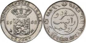 Dutch Oversea Regions
NEDERLANDS-INDISCH GOUVERNEMENT 1816–1949 - Proefslag ½ Cent in zilver 1902, Copper, WILHELMINA 1890–1948 TYPE I mmt. hellebaar...
