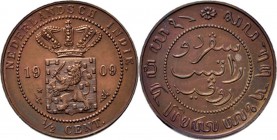 Dutch Oversea Regions
NEDERLANDS-INDISCH GOUVERNEMENT 1816–1949 - ½ Cent 1909, Copper, WILHELMINA 1890–1948 TYPE II mmt. hellebaard met ster. Gekroon...