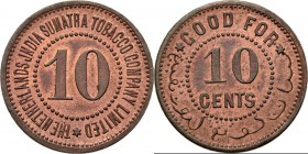 Dutch Oversea Regions
ONDERNEMINGSGELD / Plantation tokens - 10 Cents (ca. 1886–1892), THE NETHERLANDS INDIA SUMATRA TOBACCO COMP. LTD., Nederlands-I...