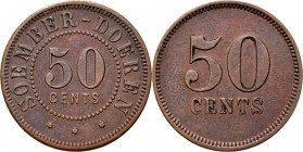 Dutch Oversea Regions
ONDERNEMINGSGELD / Plantation tokens - 50 Cents (ca. 1891–1912), SOEMBER DOEREN (PASOEROEHAN, JAVA), Nederlands-Indische planta...