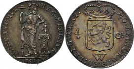 Dutch Oversea Regions
NEDERLANDS WEST-INDIË / THE DUTCH WEST-INDIES - ¼ Gulden 1794, Silver, WEST-INDISCHE COMPAGNIE Utrecht. Staande Nederlandse maa...