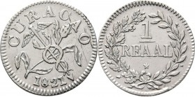 Dutch Oversea Regions
NEDERLANDS WEST-INDIË / THE DUTCH WEST-INDIES - Reaal 1821, Silver, WILLEM I 1816–1840, CURAÇAO Gekruiste mercuriusstaf en mais...