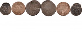 Dutch Oversea Regions
LOTS - Lot Misslagen VOC (3) Leuk lot, bestaande uit een 1/2 Duit VOC Utrecht off-center dubbelslag, Duit VOC Utrecht 1790 off-...