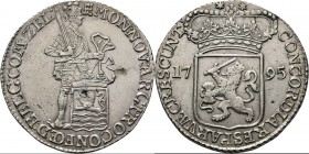 BATAAFSE REPUBLIEK 1795 - 1806
Zilveren dukaat 1795 Staande ridder met zwaard en provinciaal wapen aan lint. Kz. gekroond generaliteitswapen tussen j...