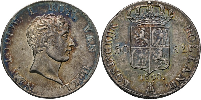 LODEWIJK NAPOLEON 1806 - 1810
50 Stuiver 1808 TYPE I c (1807–1809). Hoofd naar ...