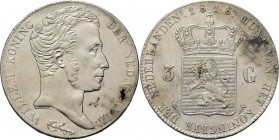 KONINKRIJK DER NEDERLANDEN - WILLEM I 1815–1840
3 Gulden 1818 Jong hoofd naar rechts door A. Michaut. TYPE II a (1818–1832). Mmt. fakkel, mt. mercuri...