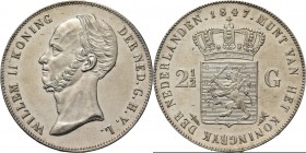 KONINKRIJK DER NEDERLANDEN - WILLEM II 1840–1849
2½ Gulden of rijksdaalder. 1847 Hoofd naar links door D. v. d. Kellen Jr. Mt. mercuriusstaf. TYPE II...