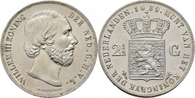 KONINKRIJK DER NEDERLANDEN - WILLEM III 1849–1890
2½ Gulden of rijksdaalder 1859 Hoofd naar rechts door J. P. Schouberg. Mt. mercuriusstaf. TYPE I a ...