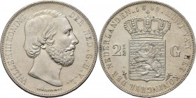 KONINKRIJK DER NEDERLANDEN - WILLEM III 1849–1890
2½ Gulden of rijksdaalder. 1865 Hoofd naar rechts door J. P. Schouberg. Mt. mercuriusstaf. TYPE I a...