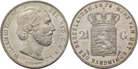 KONINKRIJK DER NEDERLANDEN - WILLEM III 1849–1890
2½ Gulden of rijksdaalder 1874 Hoofd naar rechts door J. P. Schouberg. Mt. mercuriusstaf. TYPE I a ...