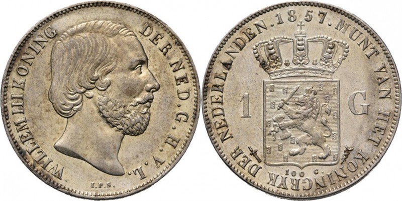 KONINKRIJK DER NEDERLANDEN - WILLEM III 1849–1890
1 Gulden 1857 Hoofd naar rech...