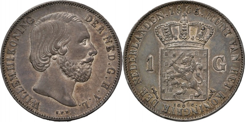 KONINKRIJK DER NEDERLANDEN - WILLEM III 1849–1890
1 Gulden 1865 Hoofd naar rech...