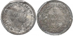KONINKRIJK DER NEDERLANDEN - WILLEM III 1849–1890
5 Cent of stuiver 1850 Hoofd naar rechts door J. P. Schouberg. Mt. mercuriusstaf. TYPE I a (1850–18...