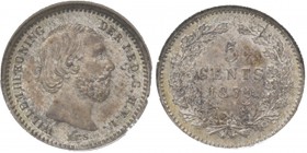 KONINKRIJK DER NEDERLANDEN - WILLEM III 1849–1890
5 Cents of stuiver 1879 Hoofd naar rechts door J. P. Schouberg. Mt. mercuriusstaf. TYPE I b (1876–1...
