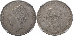 KONINKRIJK DER NEDERLANDEN - WILHELMINA 1890–1948
2½ Gulden of rijksdaalder 1932 Hoofd naar links. Mt. mercuriusstaf. TYPE IV a (1929–1933). ‘Ouder h...