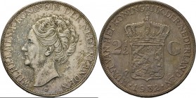 KONINKRIJK DER NEDERLANDEN - WILHELMINA 1890–1948
2½ Gulden of rijksdaalder 1932 Hoofd naar links. Mt. mercuriusstaf. TYPE IV a (1929–1933). ‘Ouder h...