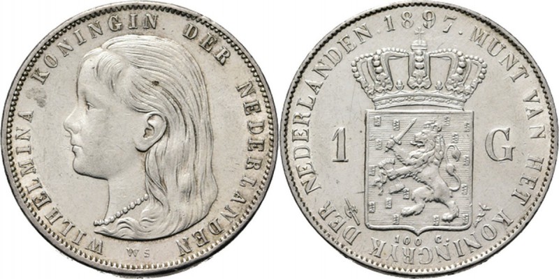 KONINKRIJK DER NEDERLANDEN - WILHELMINA 1890–1948
1 Gulden 1897 Hoofd naar link...