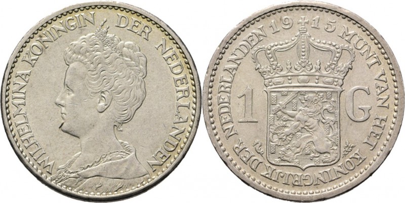 KONINKRIJK DER NEDERLANDEN - WILHELMINA 1890–1948
1 Gulden 1915 Hoofd naar link...