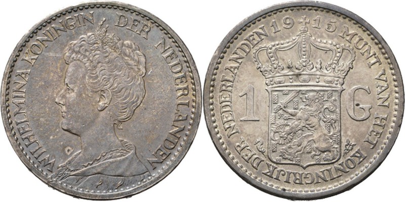 KONINKRIJK DER NEDERLANDEN - WILHELMINA 1890–1948
1 Gulden 1915 Hoofd naar link...