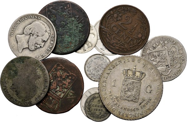 LOTS
Lot Koninkrijk en Overzee O.a. twee mooie Stuivers en een Dubbeltje 1827 U...