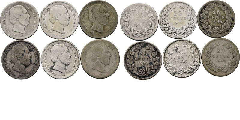 LOTS
Lot Kwartjes Willem III (6) Bestaande uit de jaartallen: 1849, 1850, 1887,...