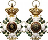 Decorations
FOREIGN - Order of Leopold , BELGIUM Grandcross, civil. French model. White enamelled cross, green wreath between the arms, suspended fro...