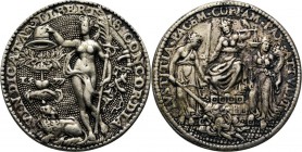 Medals
HISTORIEPENNIGEN - HISTORICAL MEDALS - HET EEUWIG EDICT GETEKEND TE BRUSSEL 1577, by door (Jonghelinck). De Vrijheid met palmtak en vrijheidsh...