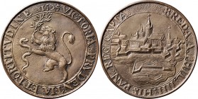 Medals
HISTORIEPENNIGEN - HISTORICAL MEDALS - INNAME VAN BREDA. 1625 Leeuw met in de rechter voorpoot een lauriertak en in de linker voorpoot een sla...