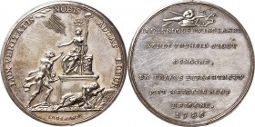 Medals
HISTORIEPENNIGEN - HISTORICAL MEDALS - OP DE STAATSONLUSTEN 1786, by door J. Lageman. De Vrijheid op altaar van de Staat wordt aangerand door ...