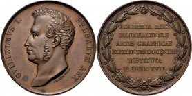 Medals
HISTORIEPENNIGEN - HISTORICAL MEDALS - BRUSSEL. OPENING ACADEMIE VOOR BEELDENDE KUNST 1817, by door Braemt. Buste Willem I naar links. Kz. 6 r...