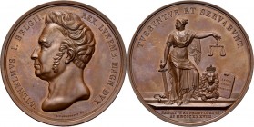 Medals
HISTORIEPENNIGEN - HISTORICAL MEDALS - OP DE INVOERING VAN DE NIEUWE NEDERLANDSE WETGEVING 1838, by door J.P. Schouberg. Borstbeeld Willem I n...