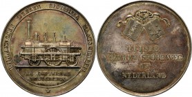 Medals
HISTORIEPENNIGEN - HISTORICAL MEDALS - OPRICHTING EERSTE IJZEREN SPOORWEG AMSTERDAM-HAARLEM 1839, by door P. v.d. Goor. Locomotief De Arend. K...