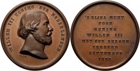 Medals
HISTORIEPENNIGEN - HISTORICAL MEDALS - BEZOEK VAN WILLEM III AAN 'S RIJKS MUNT TE UTRECHT 1853, by door v.d. Kellen. Hoofd van de koning naar ...