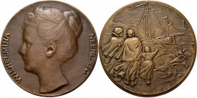 Medals
HISTORIEPENNIGEN - HISTORICAL MEDALS - HERINNERING HAVENAANLEG SCHEVENINGEN (1899) Portret Wilhelmina (naar Pander) naar links WILHELMINA - NE...