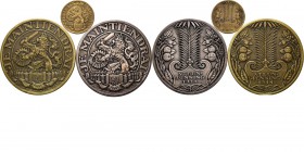 Medals
HISTORIEPENNIGEN - HISTORICAL MEDALS - ALGEMEEN STEUNCOMITÉ (3) 1914, by door J.C. Wienecke. Gekroonde leeuw in Hollandse tuin. Kz. palmtak bo...