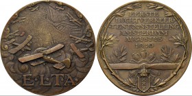 Medals
HISTORIEPENNIGEN - HISTORICAL MEDALS - EERSTE LUCHTVAART TENTOONSTELLING AMSTERDAM E.L.T.A. 1919, by door J.C. Wienecke. Negental vliegtuigen ...
