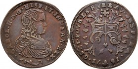 Medals
JETONS - REKENPENNINGEN - BRUSSEL. 1671 Borstbeeld Karel II naar rechts. Kz. Bourgondisch kruis op vuurstaal.Dugn. 4291; vO. I 1323. Zeer fraa...